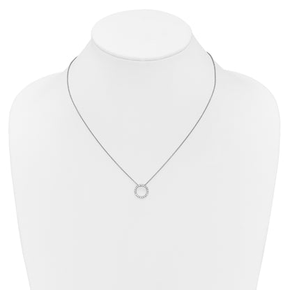 14k White Gold 1/4 carat Diamond Circle 18 inch Necklace