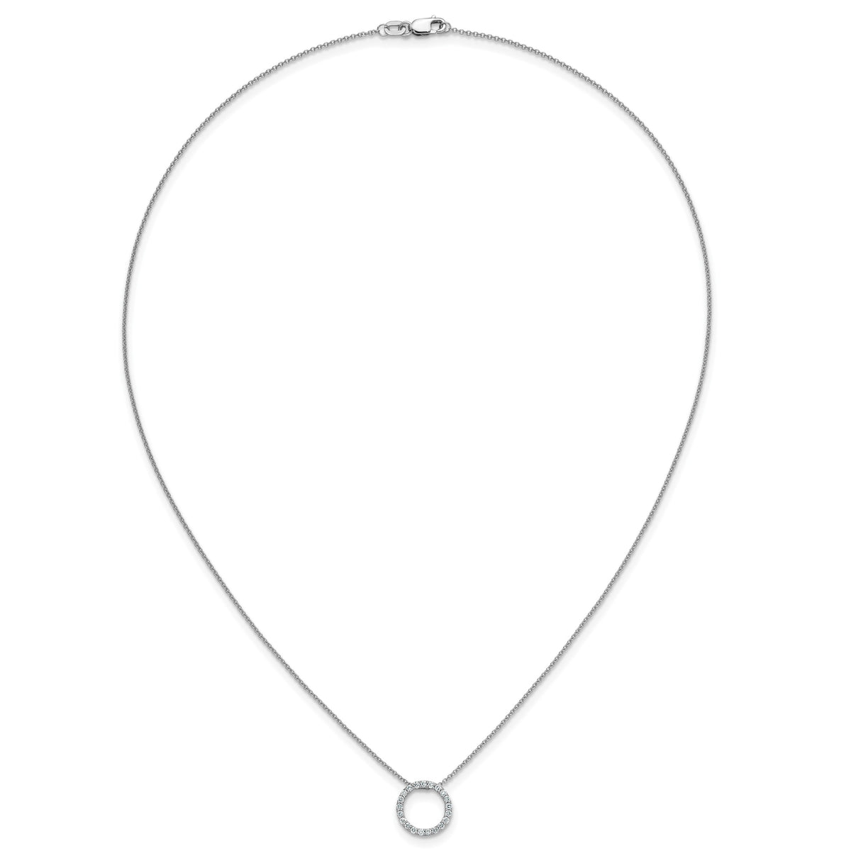 14k White Gold 1/4 carat Diamond Circle 18 inch Necklace