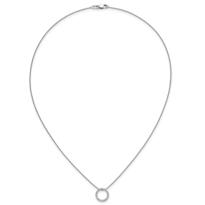 14k White Gold 1/4 carat Diamond Circle 18 inch Necklace