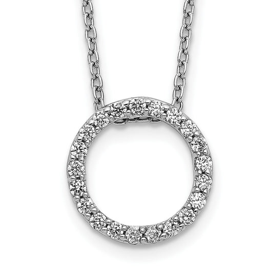 14k White Gold 1/4 carat Diamond Circle 18 inch Necklace