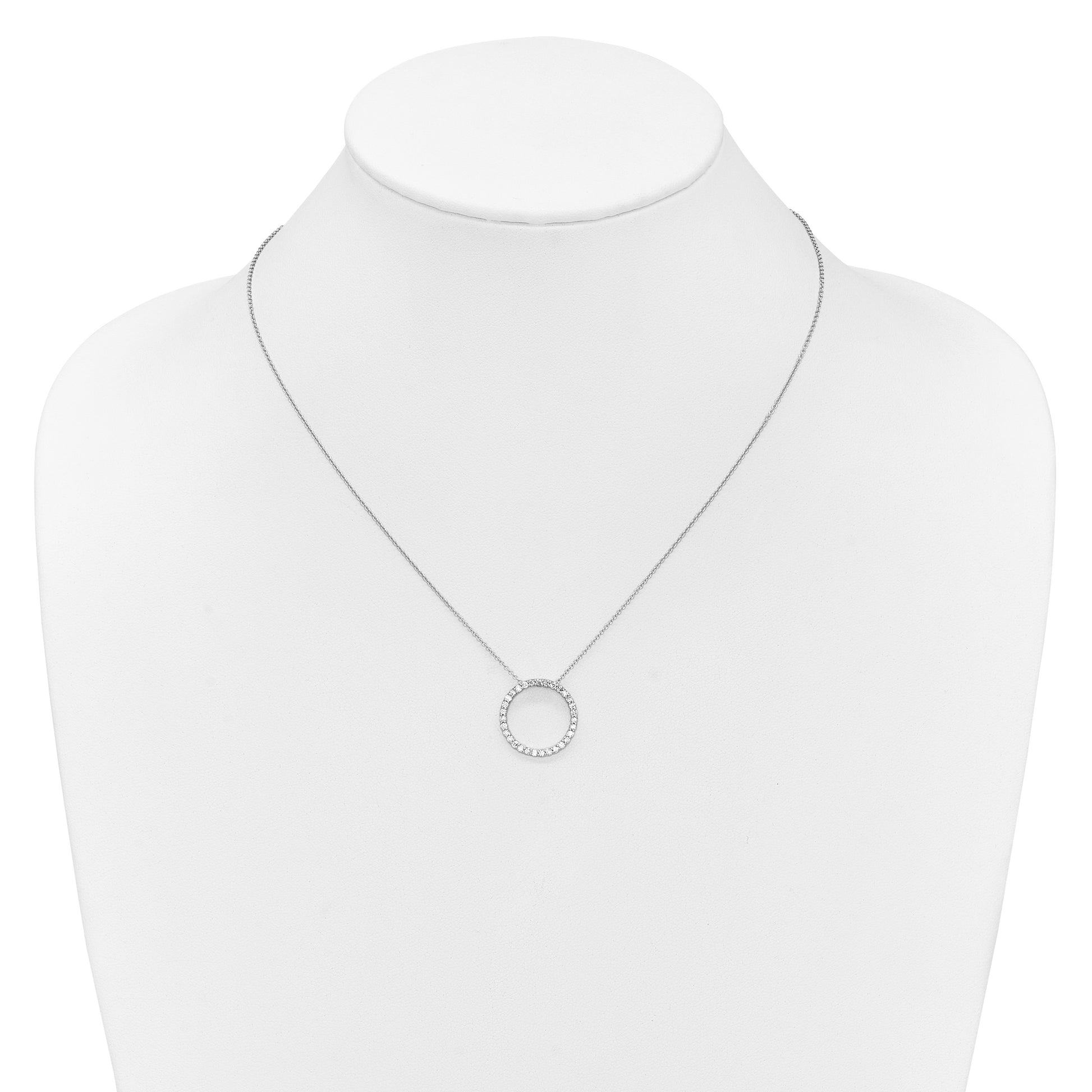 14k White Gold 1/2 carat Diamond Circle 18 inch Necklace