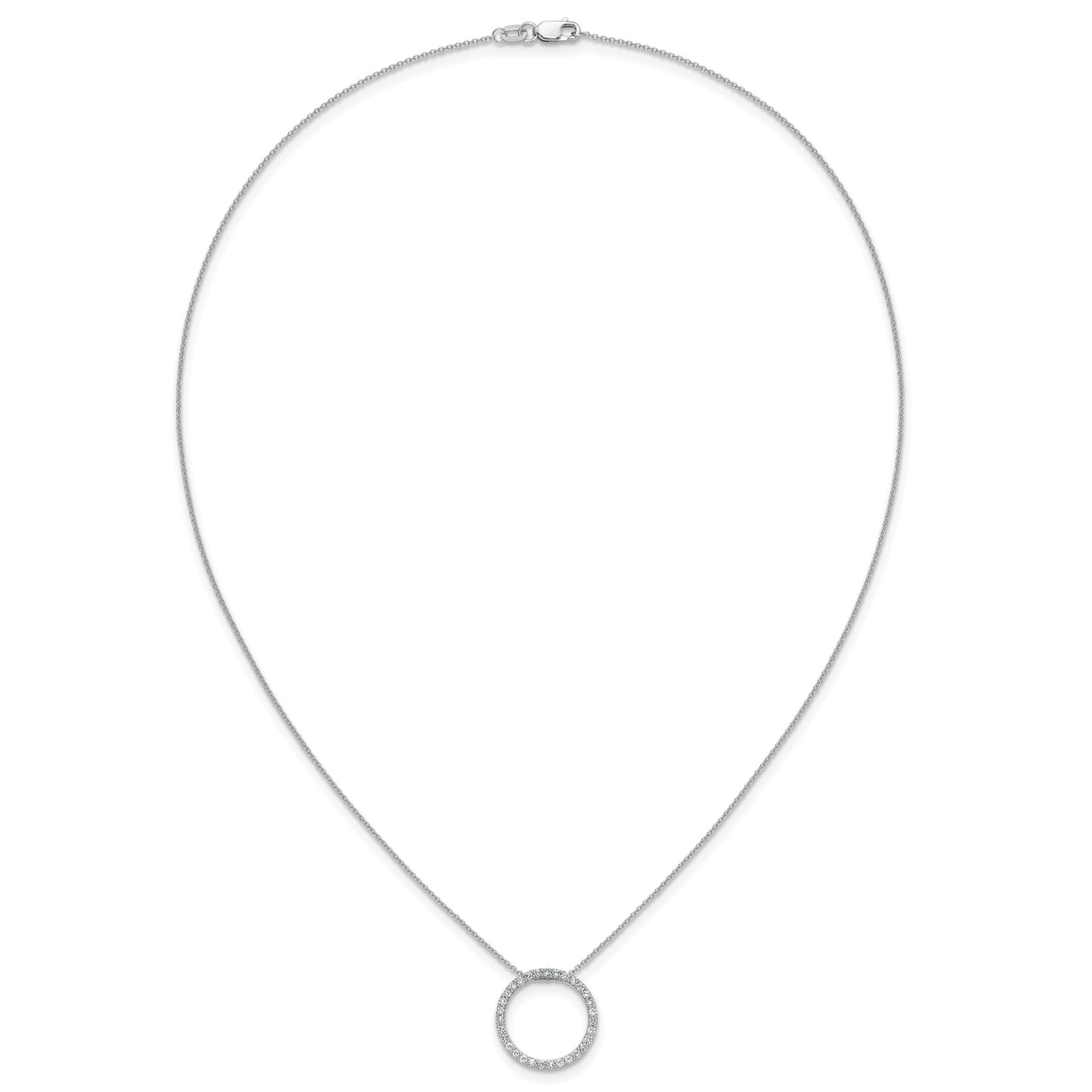 14k White Gold 1/2 carat Diamond Circle 18 inch Necklace