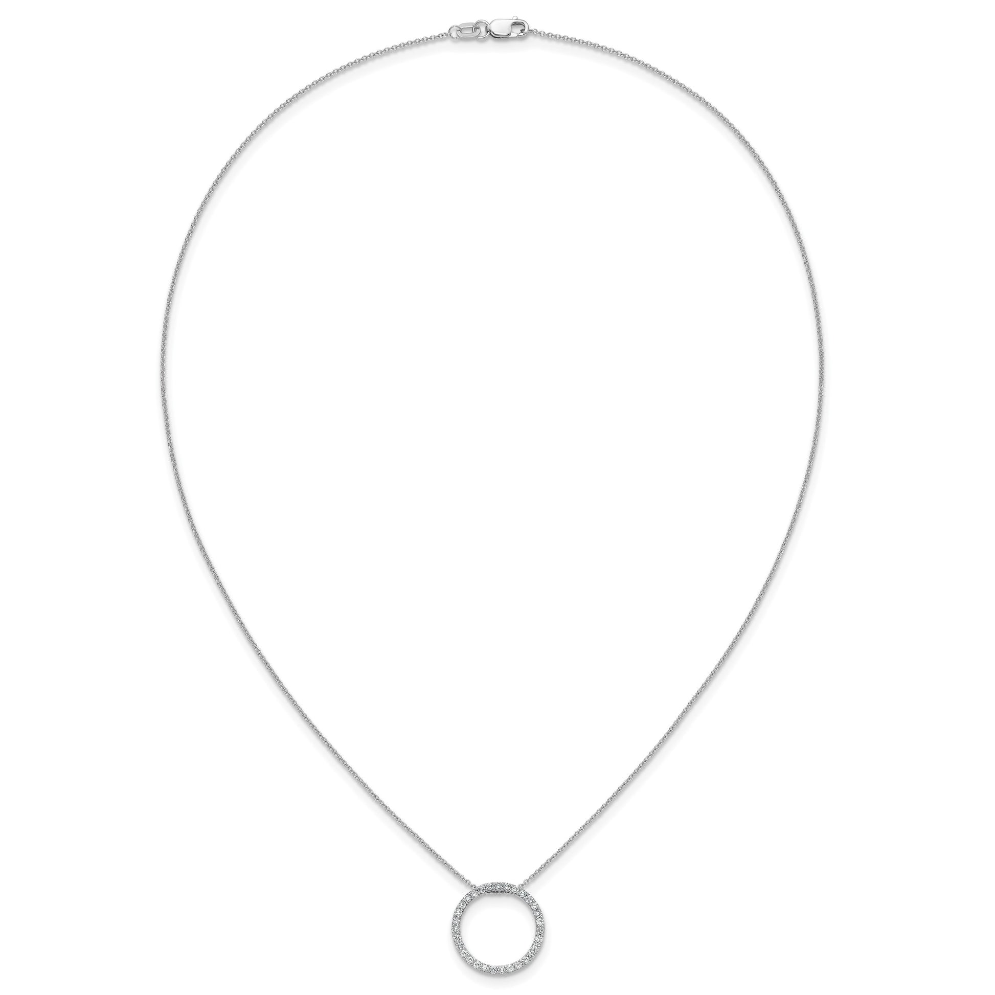 14k White Gold 1/2 carat Diamond Circle 18 inch Necklace