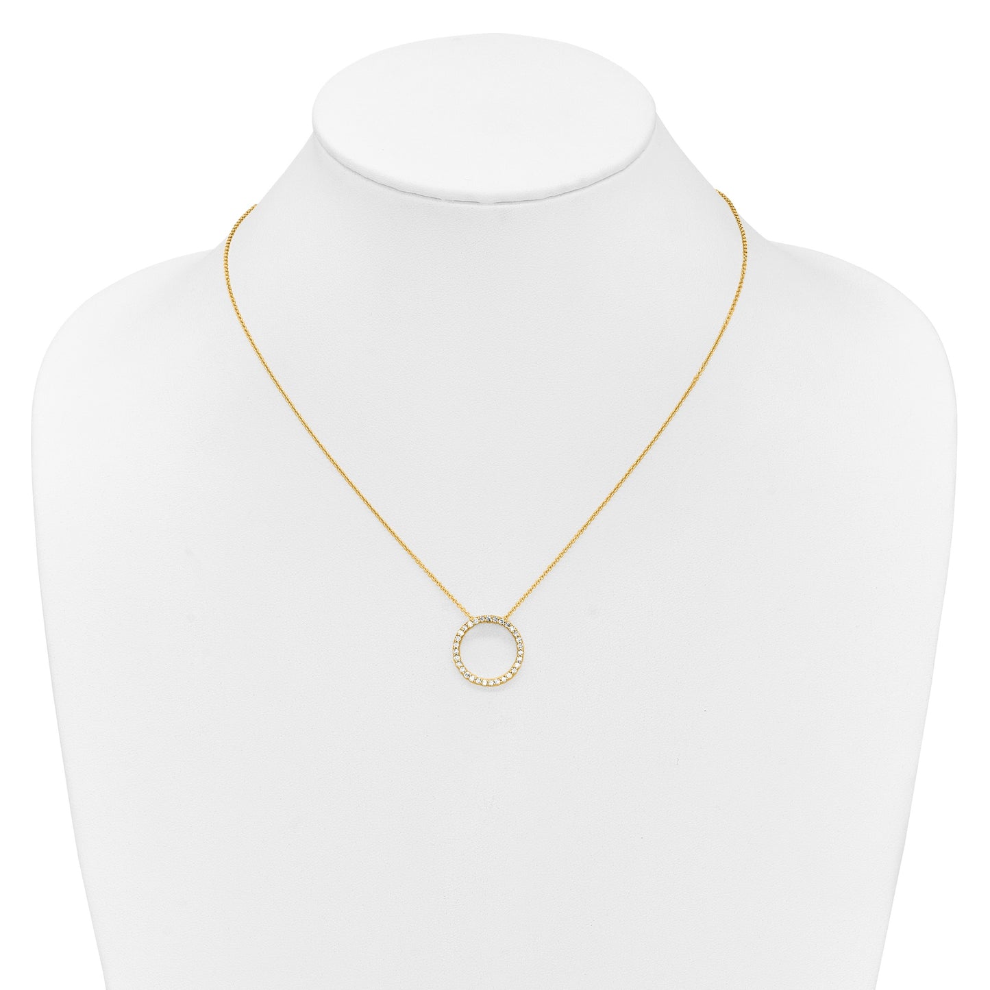 14k Polished 1/2 carat Diamond Circle 18 inch Necklace