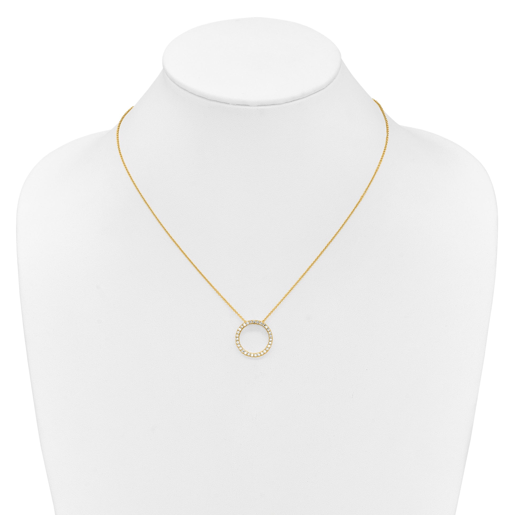 14k Polished 1/2 carat Diamond Circle 18 inch Necklace