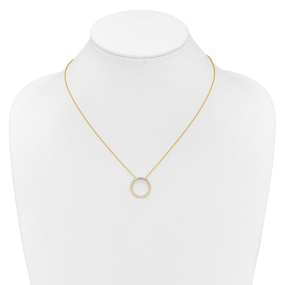 14k Polished 1/2 carat Diamond Circle 18 inch Necklace