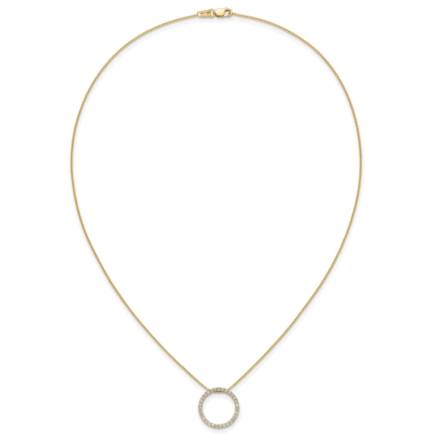14k Polished 1/2 carat Diamond Circle 18 inch Necklace