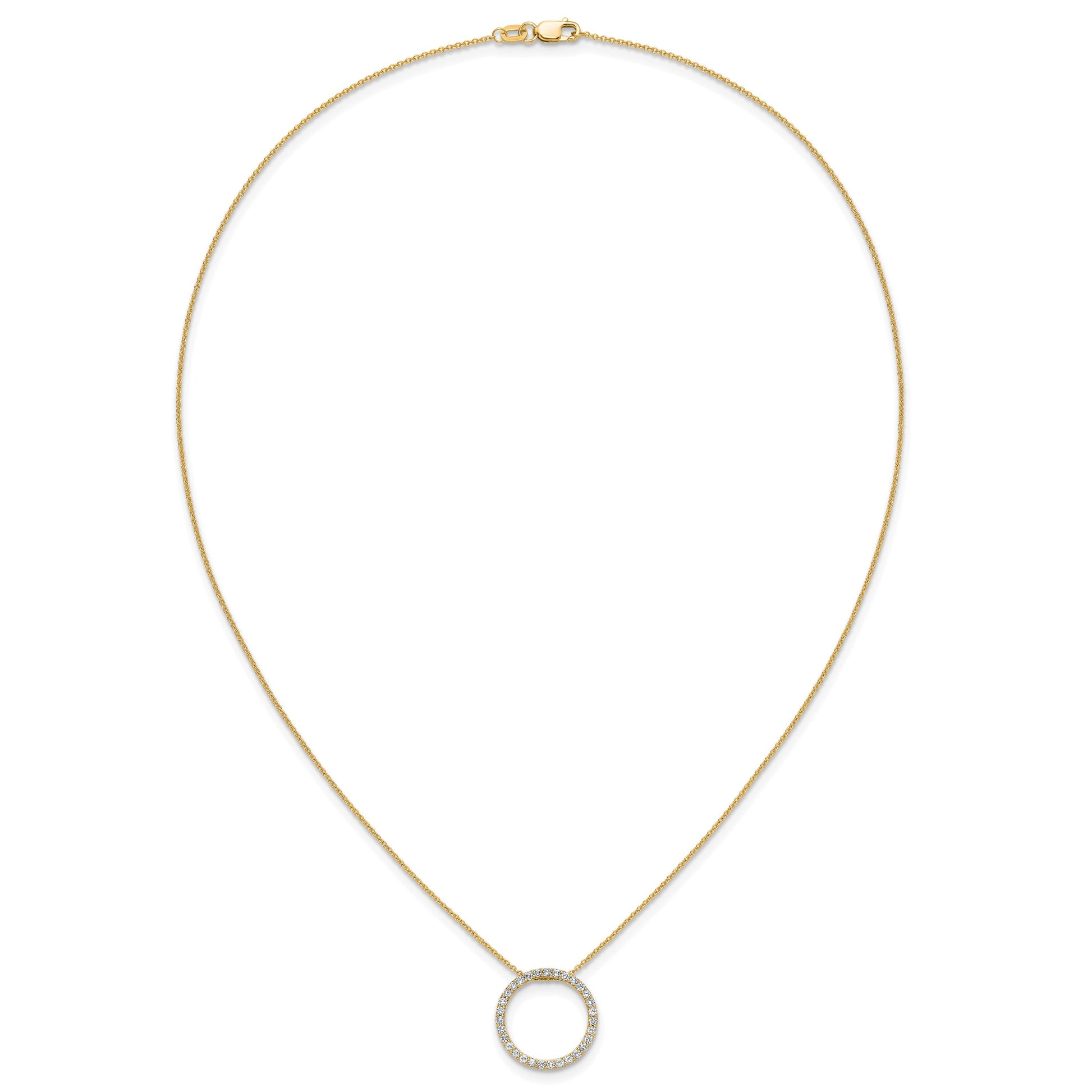 14k Polished 1/2 carat Diamond Circle 18 inch Necklace