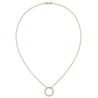 14k Polished 1/2 carat Diamond Circle 18 inch Necklace