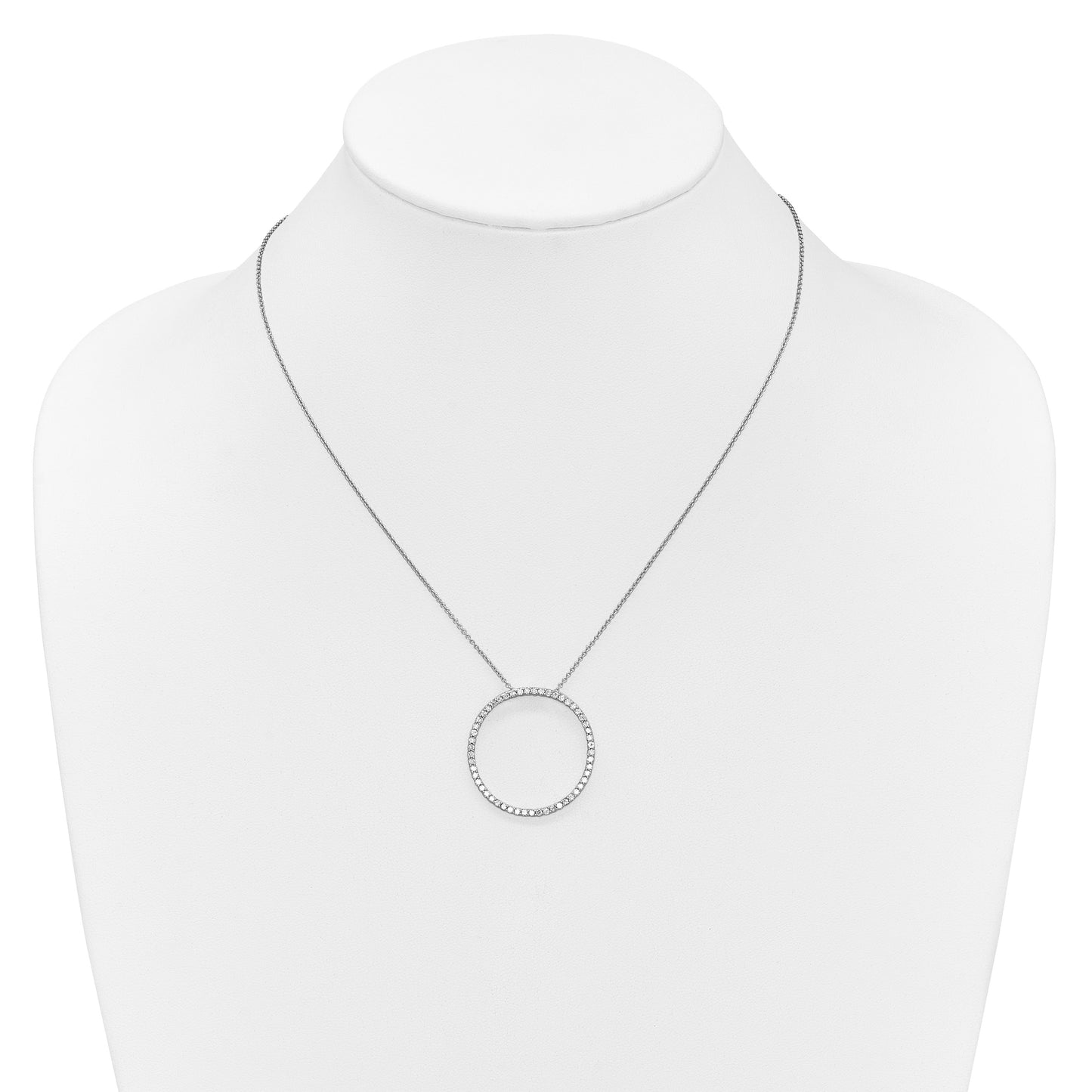 14k White Gold 3/4 carat Diamond Circle 18 inch Necklace
