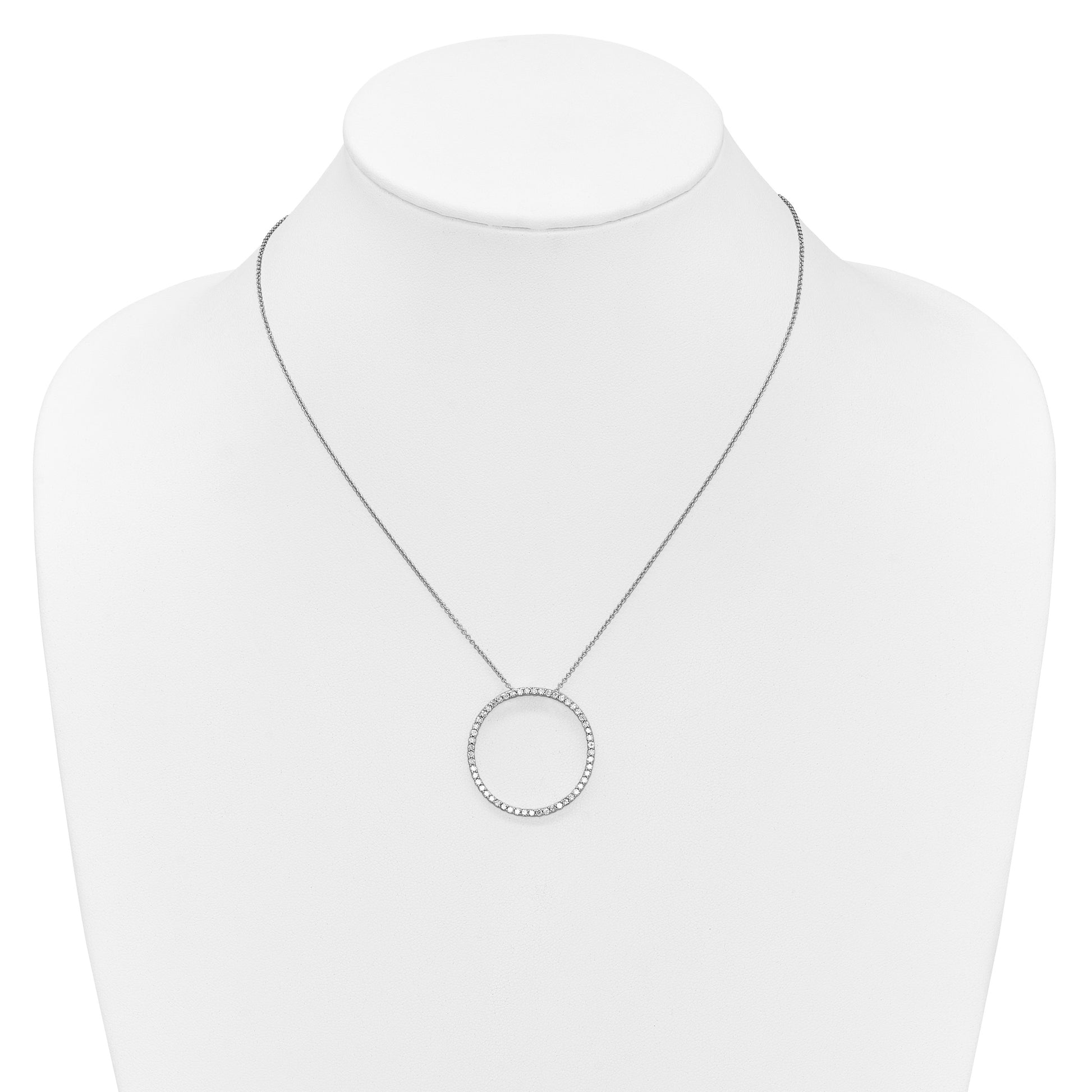 14k White Gold 3/4 carat Diamond Circle 18 inch Necklace