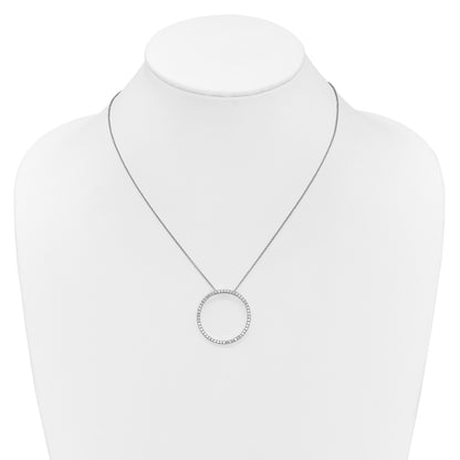 14k White Gold 3/4 carat Diamond Circle 18 inch Necklace