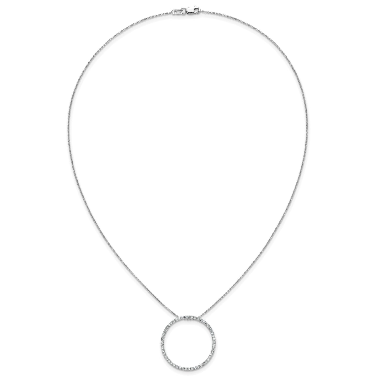 14k White Gold 3/4 carat Diamond Circle 18 inch Necklace