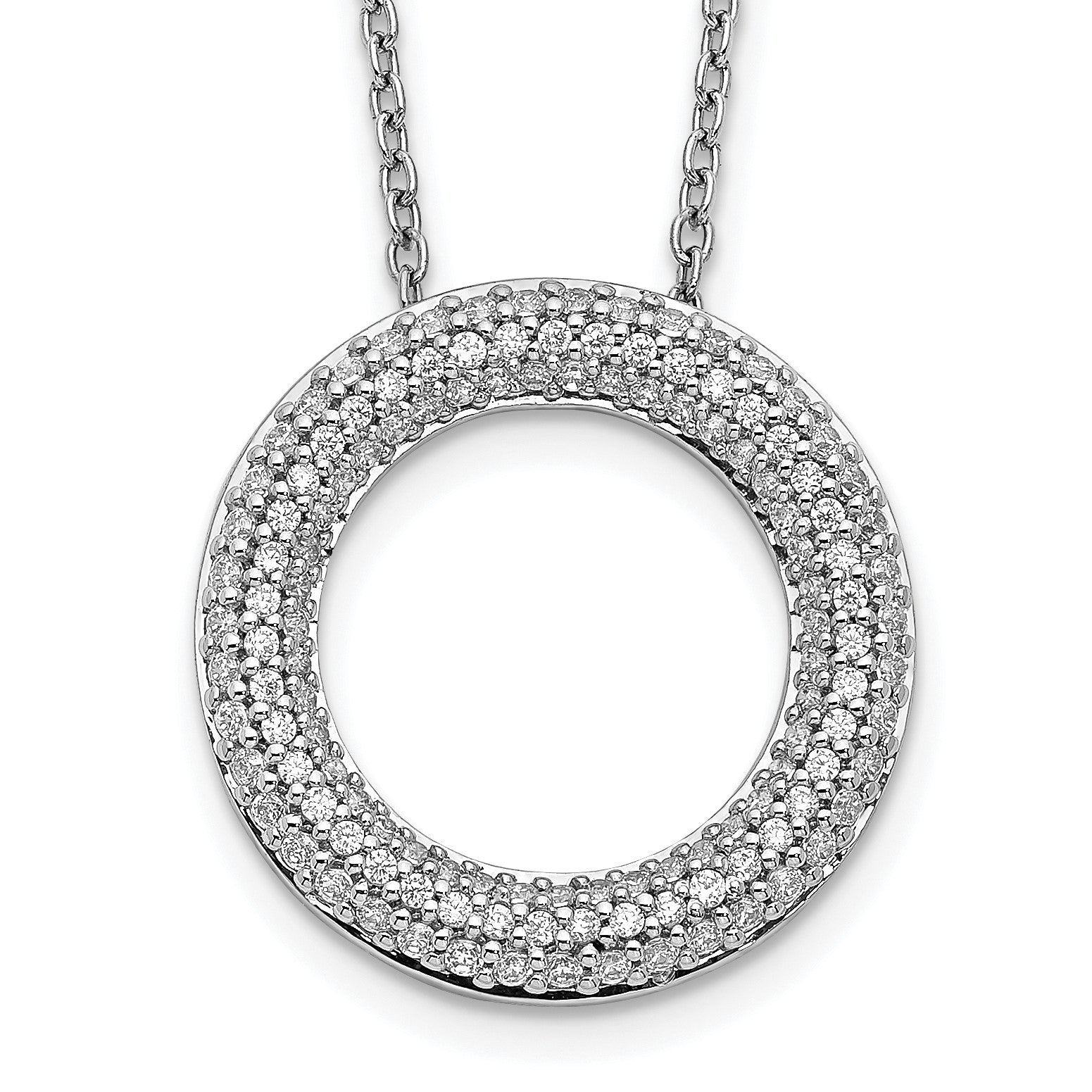 14k White Gold 5/8 carat Diamond Circle 18 inch Necklace