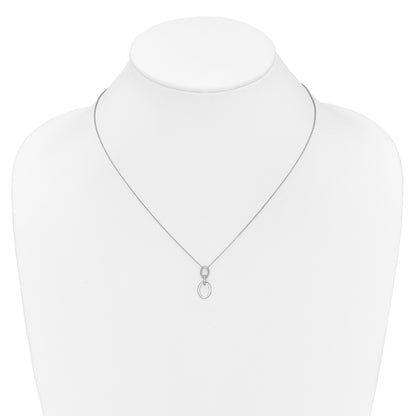 14k White Gold 1/20 carat Diamond Oval Pendant 18 inch Necklace