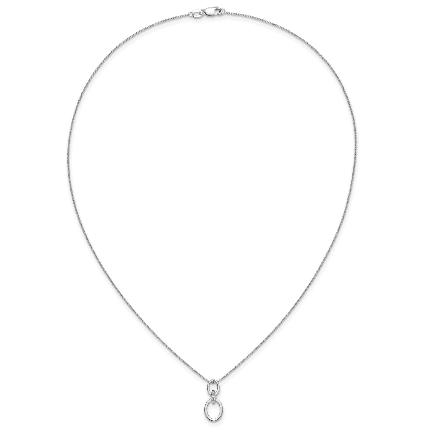 14k White Gold 1/20 carat Diamond Oval Pendant 18 inch Necklace