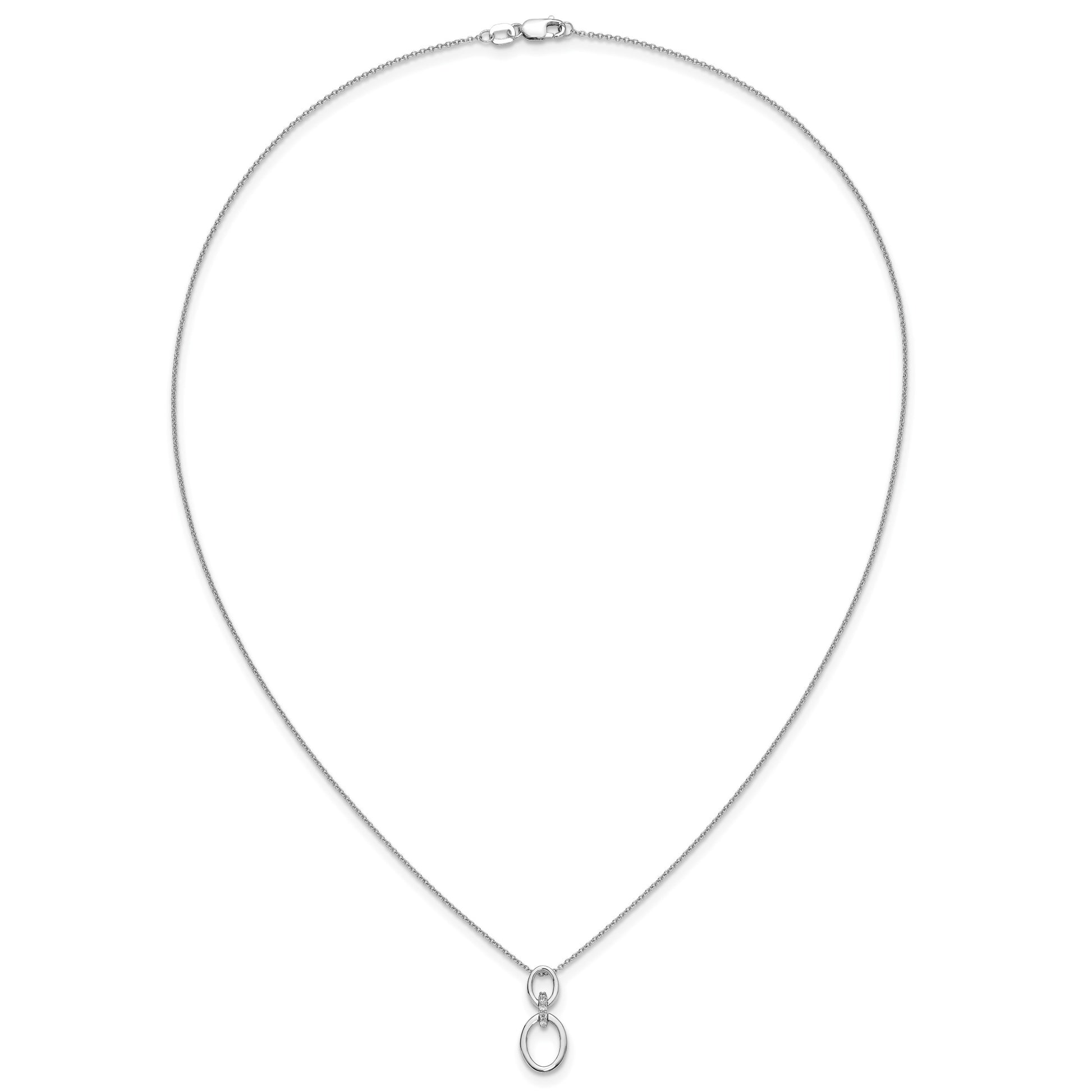 14k White Gold 1/20 carat Diamond Oval Pendant 18 inch Necklace