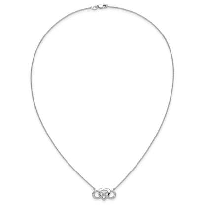 14k White Gold Polished 1/5 carat Diamond Infinity with Heart 18 inch Necklace