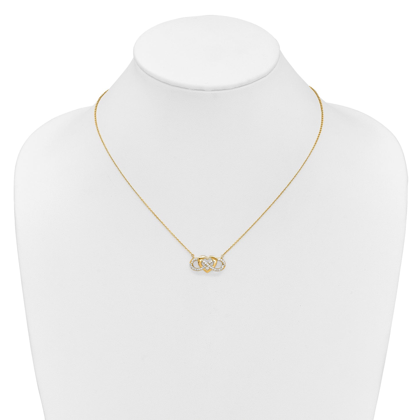 14k Polished 1/5 carat Diamond Infinity with Heart 18 inch Necklace