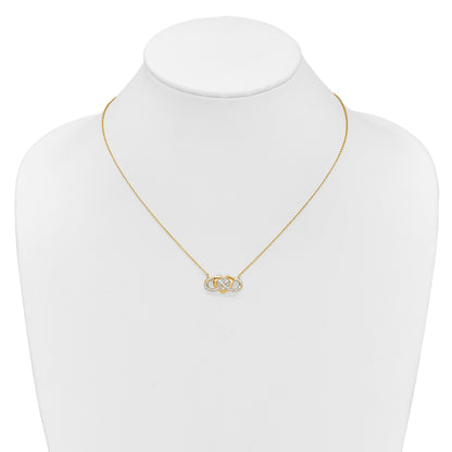 14k Polished 1/5 carat Diamond Infinity with Heart 18 inch Necklace