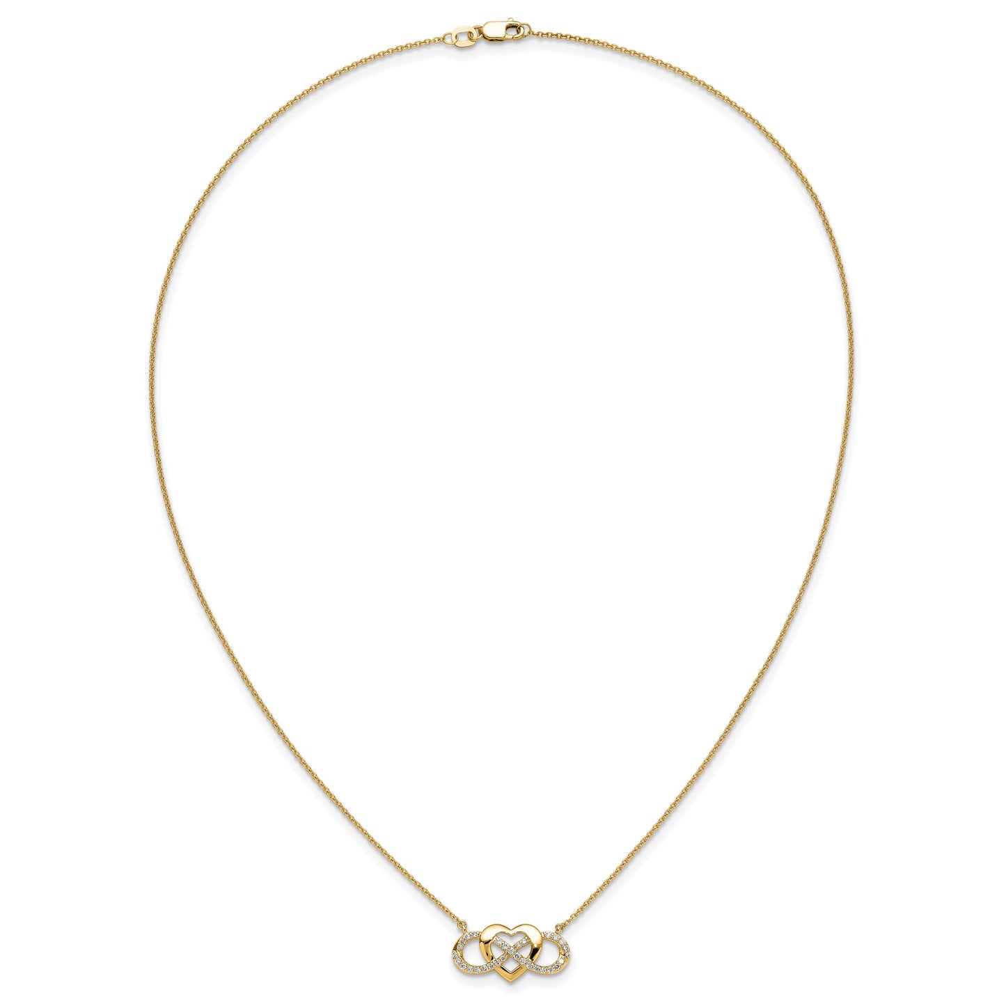 14k Polished 1/5 carat Diamond Infinity with Heart 18 inch Necklace