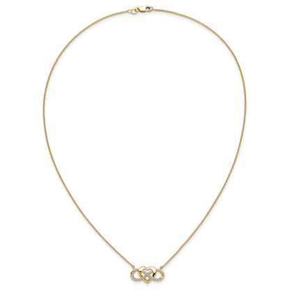 14k Polished 1/5 carat Diamond Infinity with Heart 18 inch Necklace