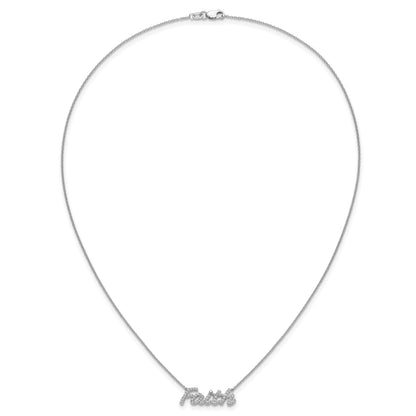 14k White Gold 1/4 carat Diamond FAITH Script 18 inch Necklace