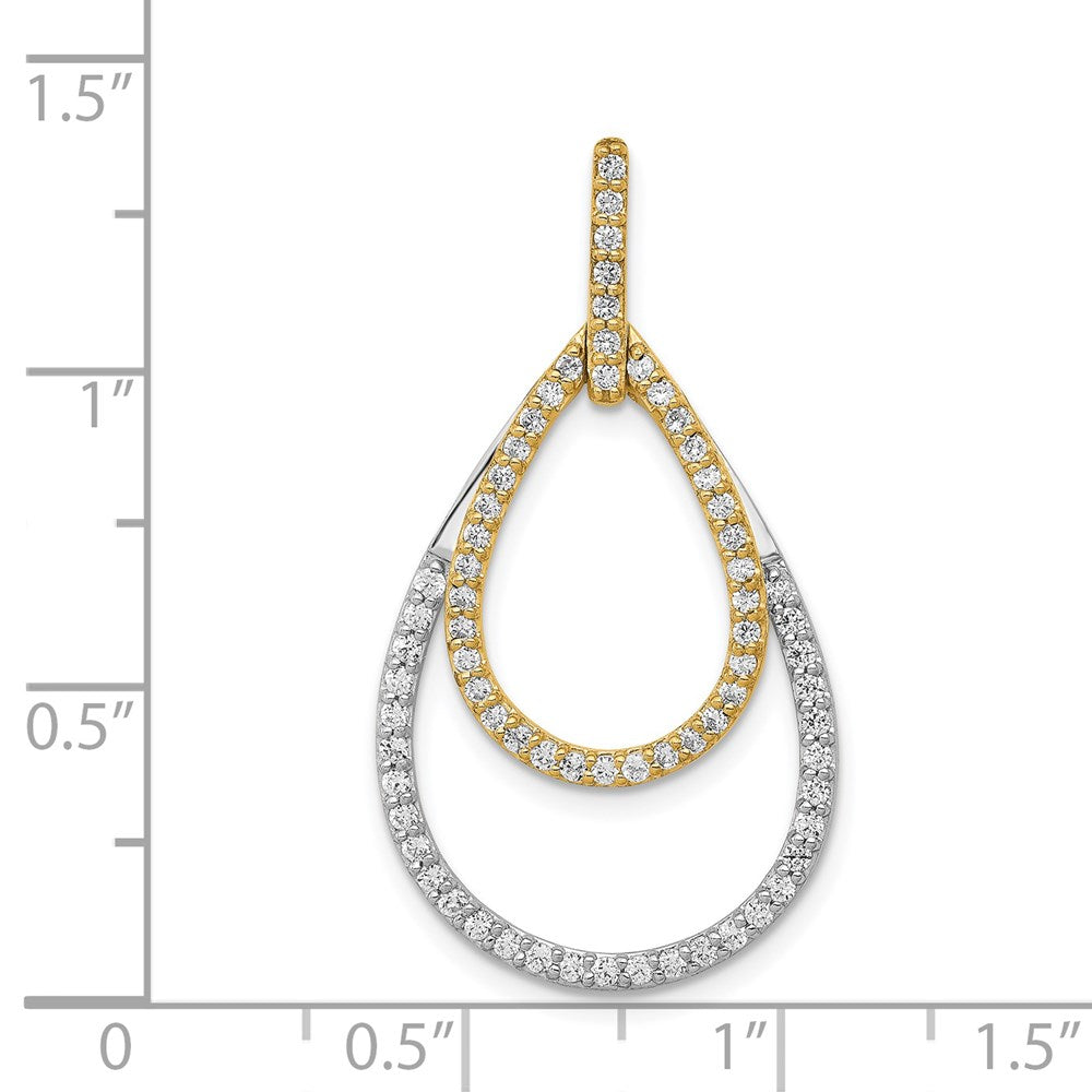 14k Two-tone 1/2ct. Diamond Double Teardrop Pendant