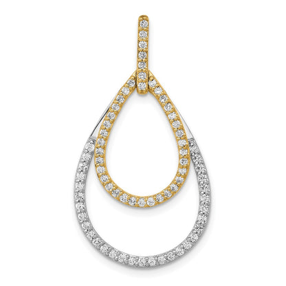 14k Two-tone 1/2ct. Diamond Double Teardrop Pendant