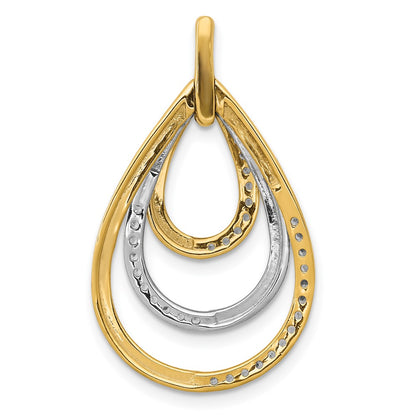 14k Two-tone Polished 1/4ct. Diamond Triple Teardrop Pendant