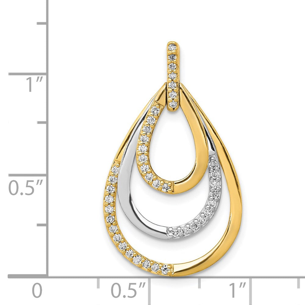 14k Two-tone Polished 1/4ct. Diamond Triple Teardrop Pendant