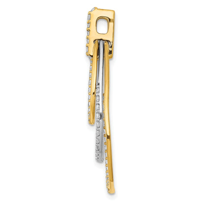 14k Two-tone Polished 1/2 carat Diamond Triple Teardrop Pendant