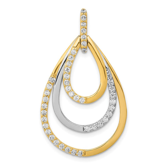 14k Two-tone Polished 1/2ct. Diamond Triple Teardrop Pendant