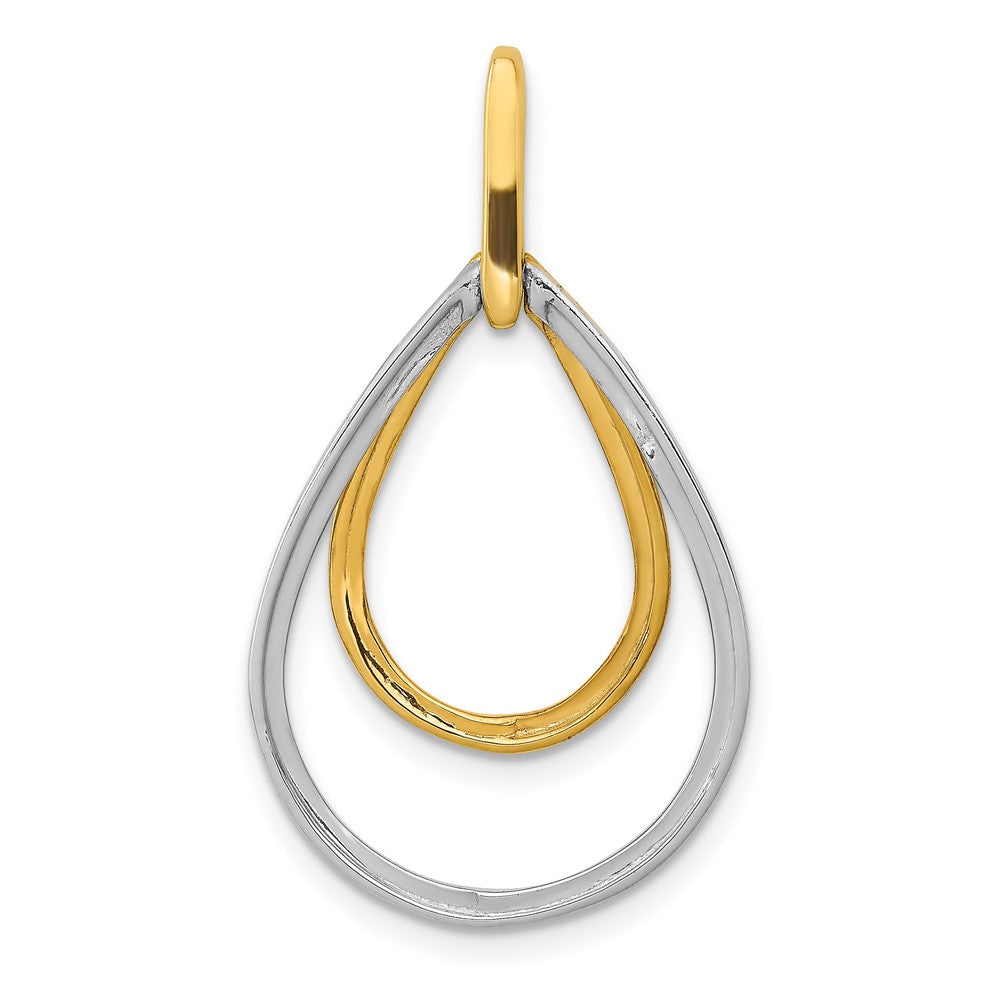 14k Two-tone Polished 1/4ct. Diamond Double Teardrop Pendant