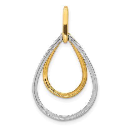 14k Two-tone Polished 1/4ct. Diamond Double Teardrop Pendant