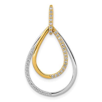 14k Two-tone Polished 1/4ct. Diamond Double Teardrop Pendant