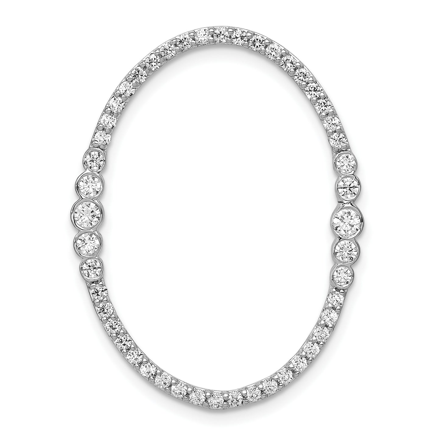 14k White Gold 3/4 carat Diamond Oval Chain Slide