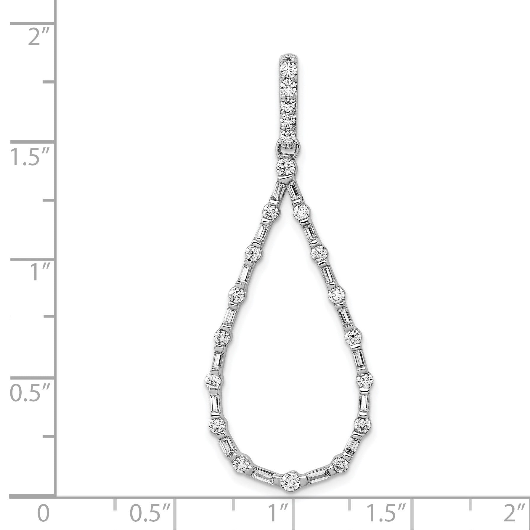 14k White Gold 3/4 carat Diamond Teardrop Pendant