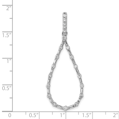 14k White Gold 3/4 carat Diamond Teardrop Pendant