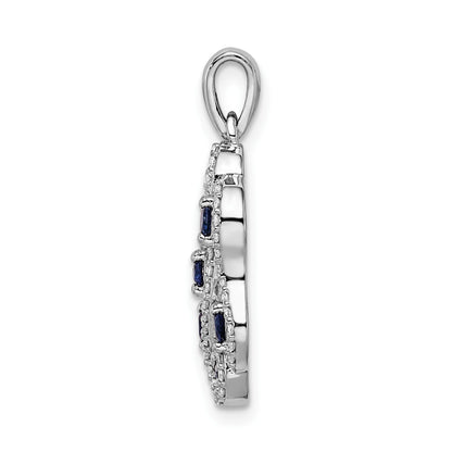 14k White Gold 1/4 carat Diamond and .32 Sapphire Fancy Twist Pendant