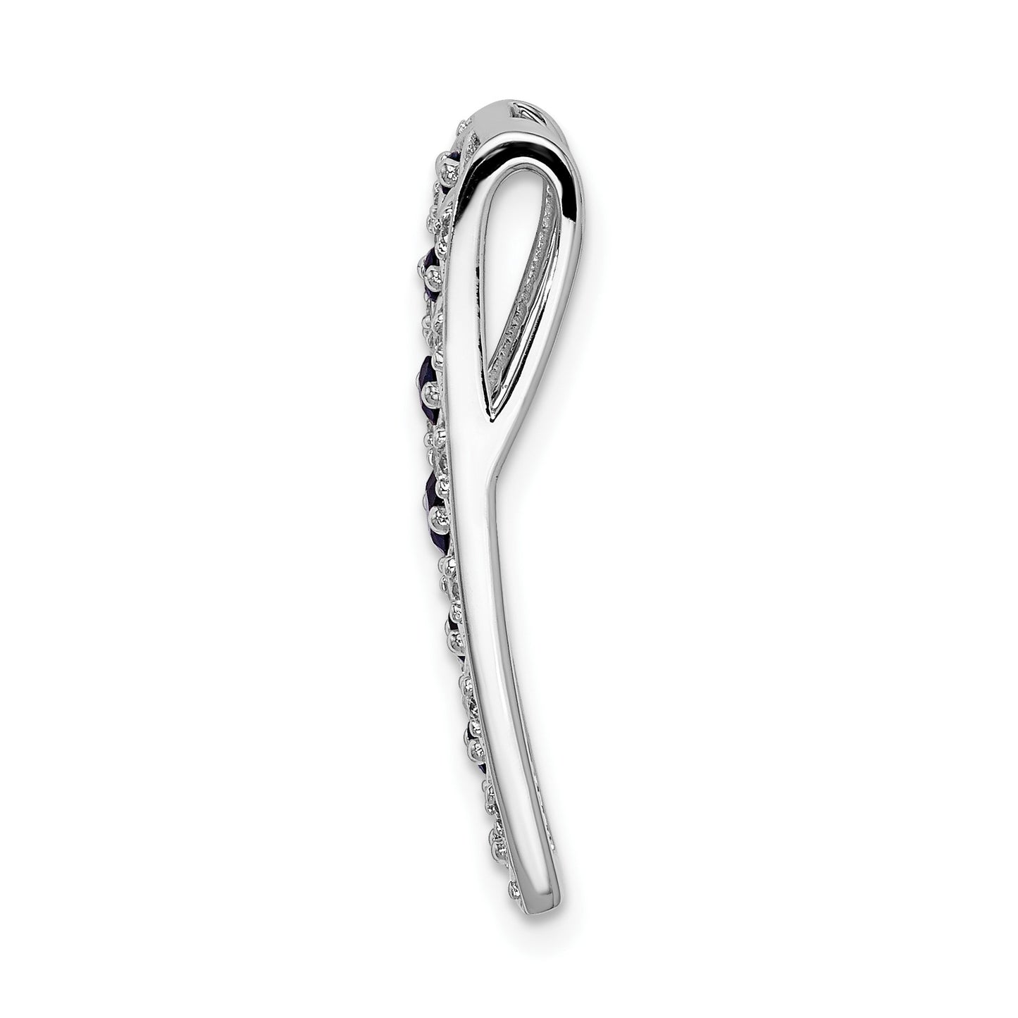 14k White Gold 1/5 carat Diamond and .31 Graduated Sapphire Fancy Chain Slide