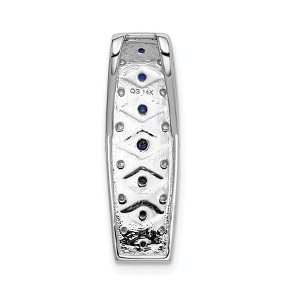 14k White Gold 1/5 carat Diamond and .31 Graduated Sapphire Fancy Chain Slide
