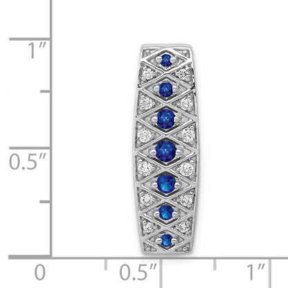 14k White Gold 1/5 carat Diamond and .31 Graduated Sapphire Fancy Chain Slide