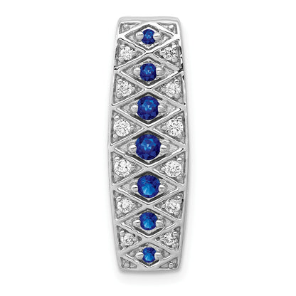 14k White Gold 1/5 carat Diamond and .31 Graduated Sapphire Fancy Chain Slide