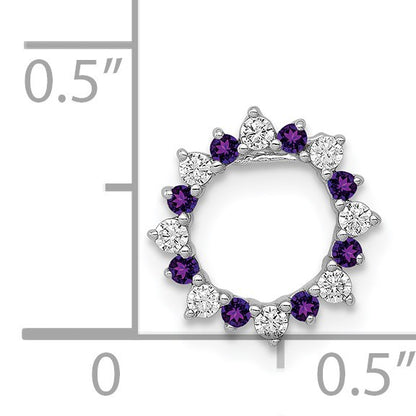 14k White Gold Diamond and .08 Amethyst Fancy Circle Chain Slide