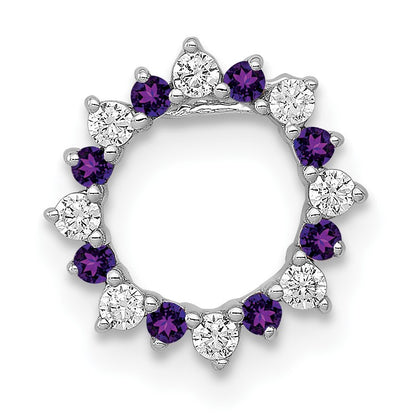 14k White Gold Diamond and .08 Amethyst Fancy Circle Chain Slide