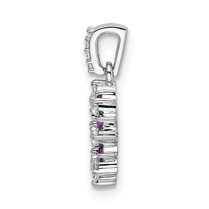 14k White Gold Diamond and .08 Amethyst Fancy Circle Pendant