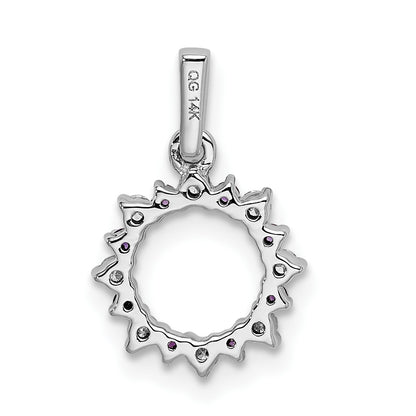 14k White Gold Diamond and .08 Amethyst Fancy Circle Pendant