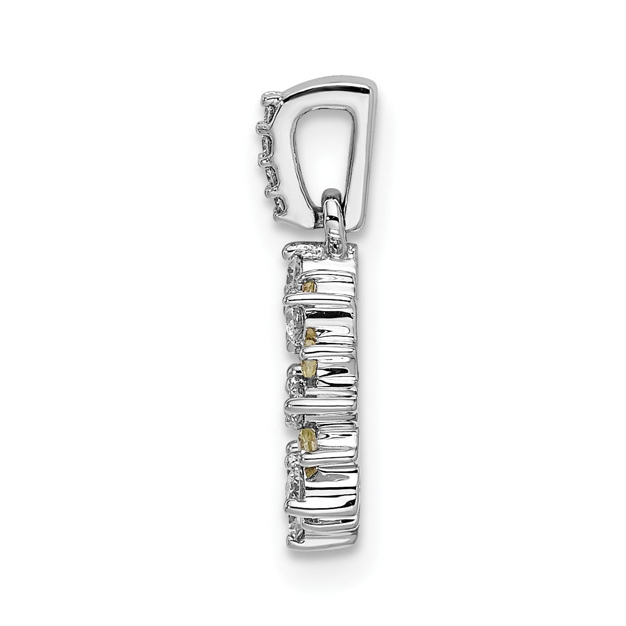 14k White Gold Diamond and .08 Peridot Fancy Circle Pendant