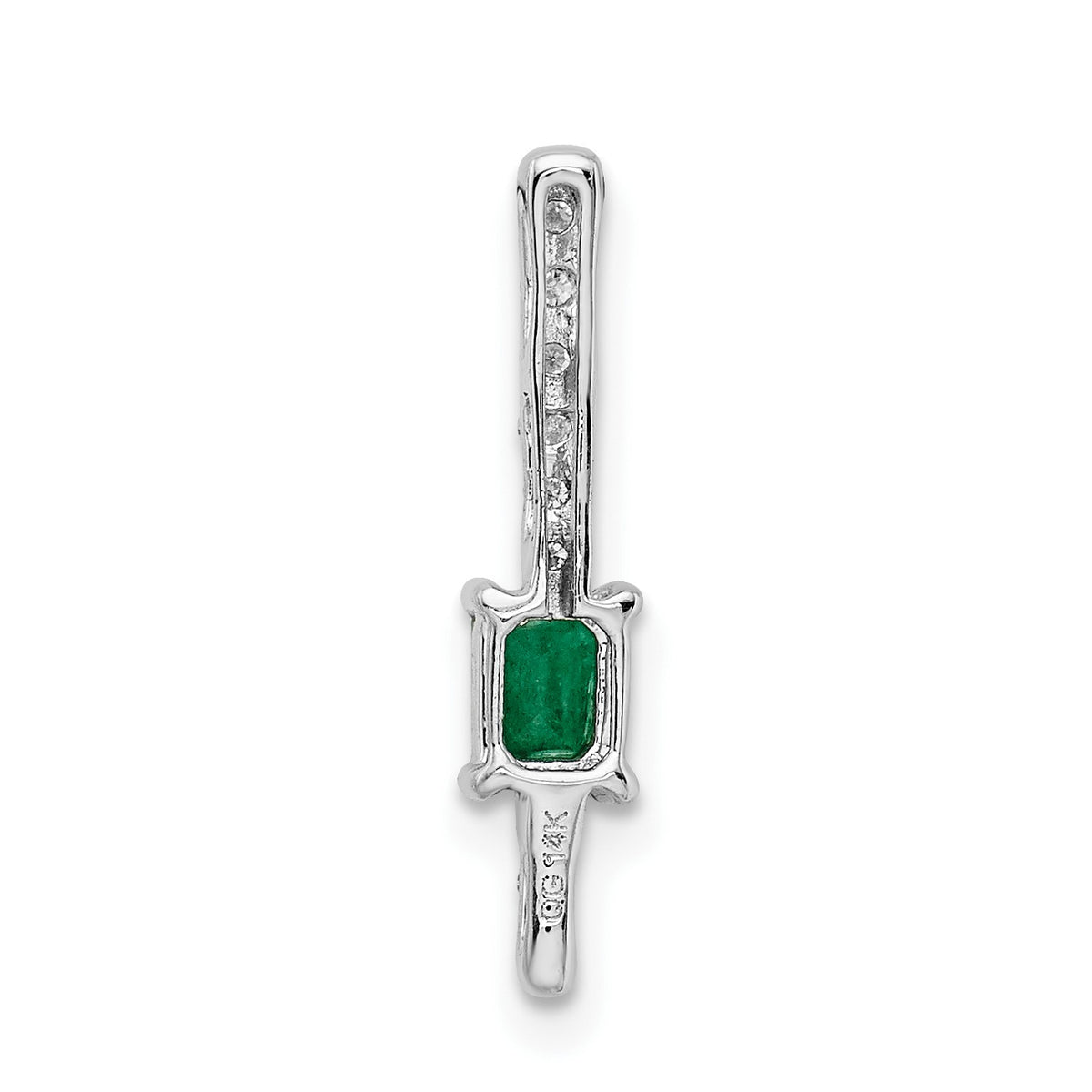 14k White Gold Graduated Diamond and Rectangle Emerald Fancy Chain Slide